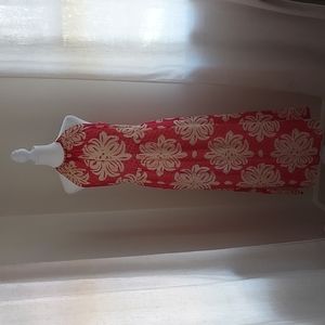 Vineyard Vines Womens Spaghetti Strap Neck Floral Pink/Tan Midi Dress Size 6